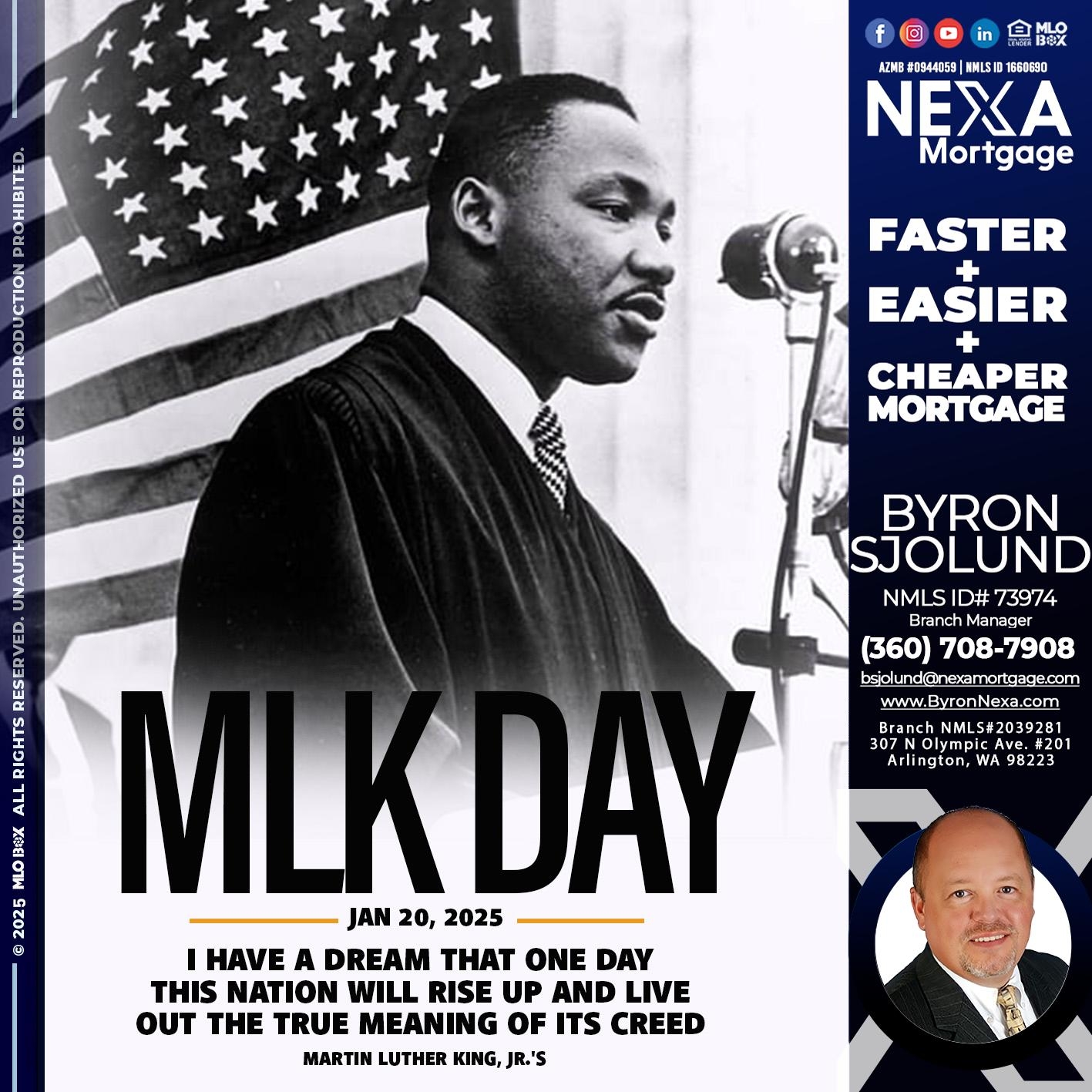 MLK DAY - Byron Sjolund -Branch Manager