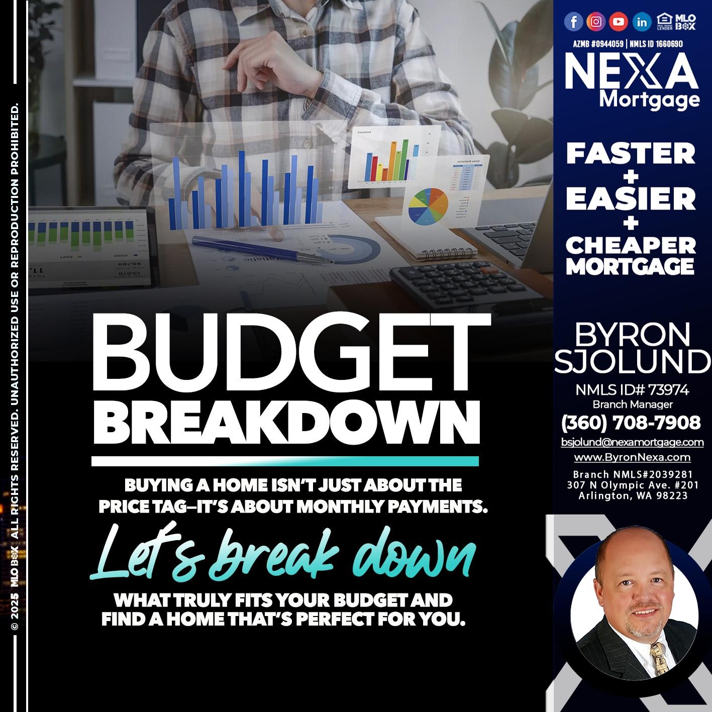 BUDGET BREAKDOWN - Byron Sjolund -Branch Manager