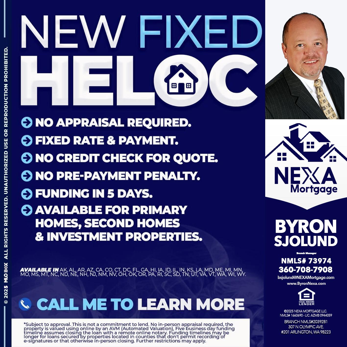NEW FIXED HELOC - Byron Sjolund -Branch Manager