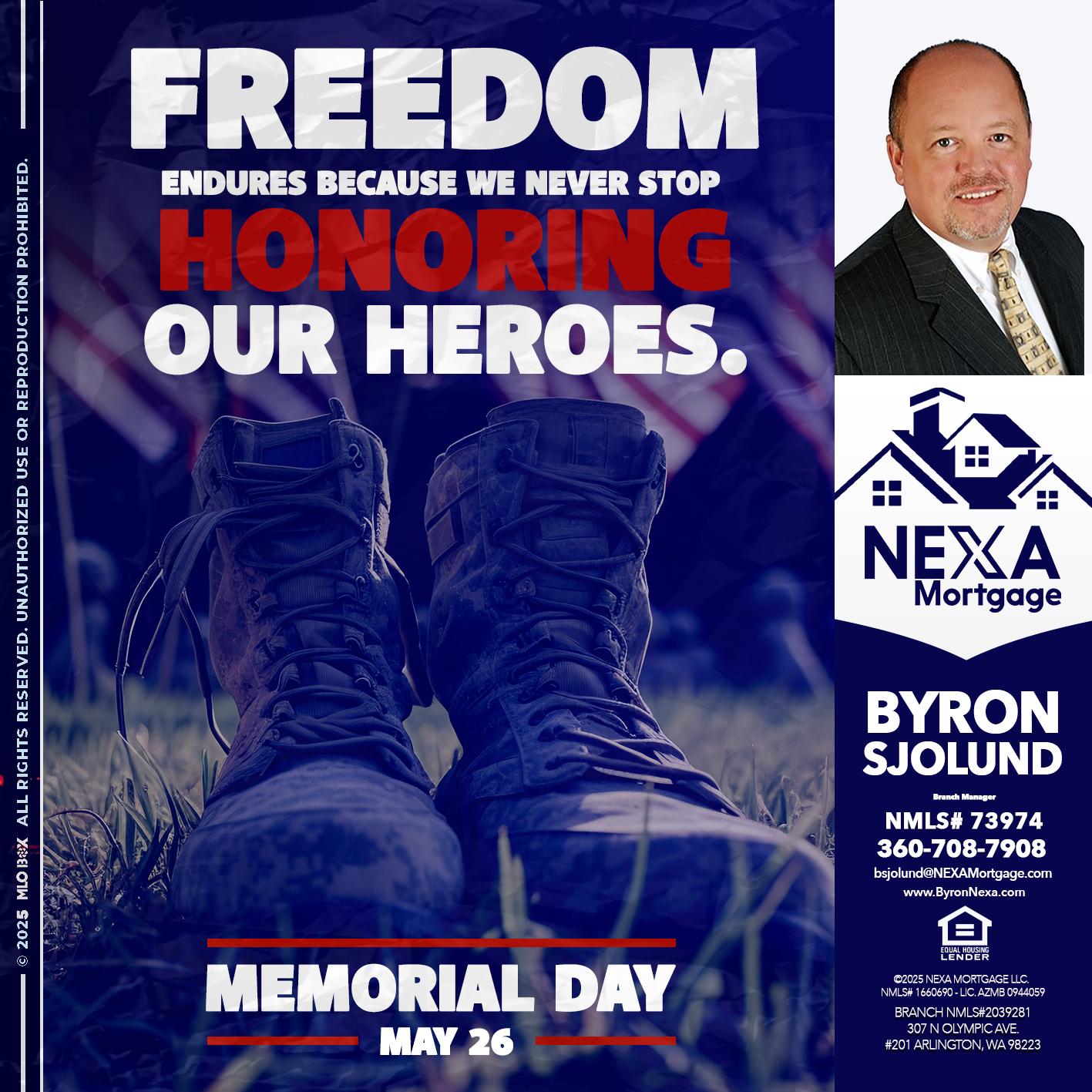 Memorial Day - Byron Sjolund -Branch Manager