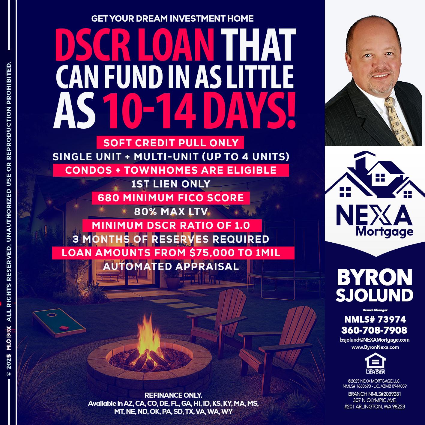 DSCR LOAN - Byron Sjolund -Branch Manager