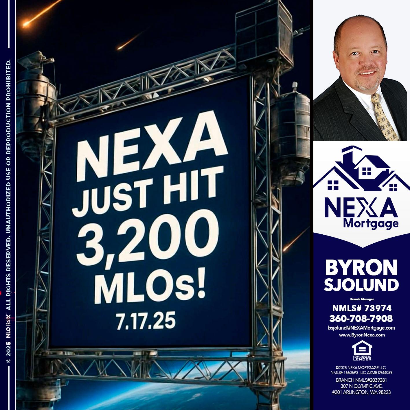 NEXA JUST HIT 3,200 - Byron Sjolund -Branch Manager
