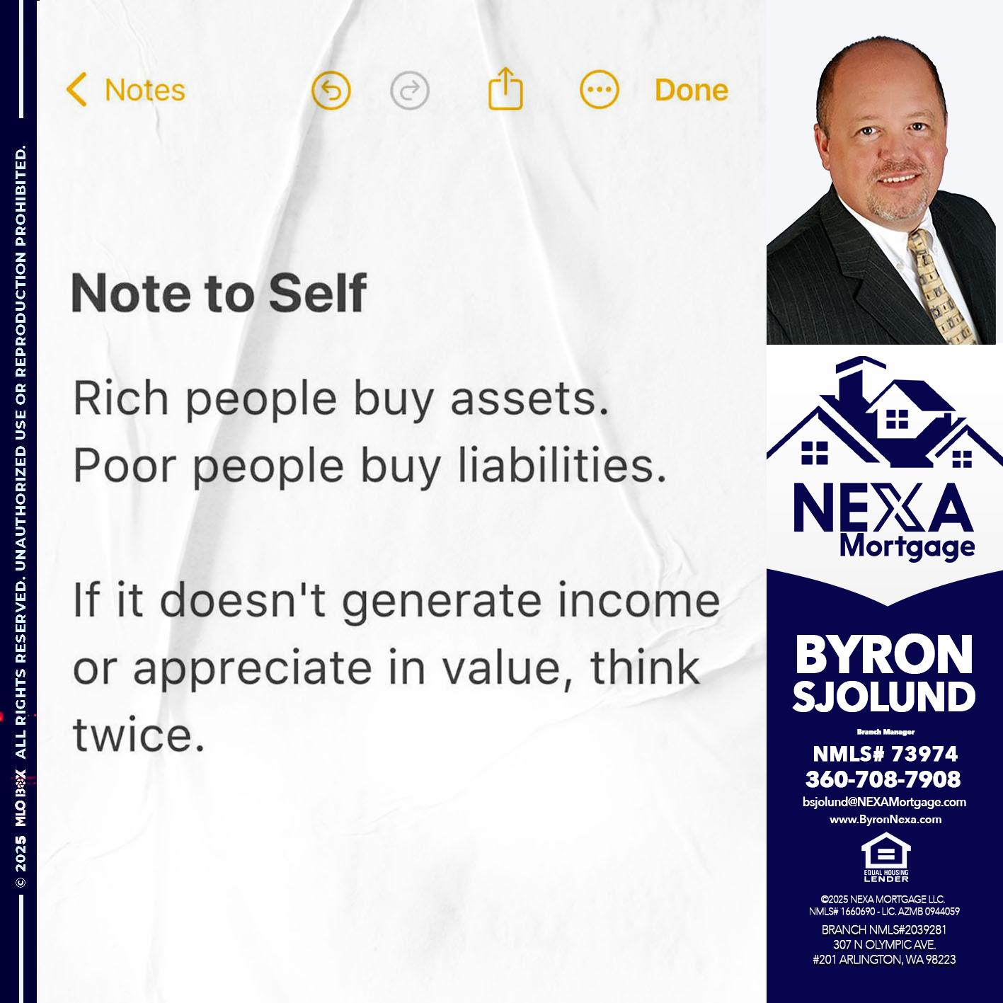 NOTE TO SELF - Byron Sjolund -Branch Manager