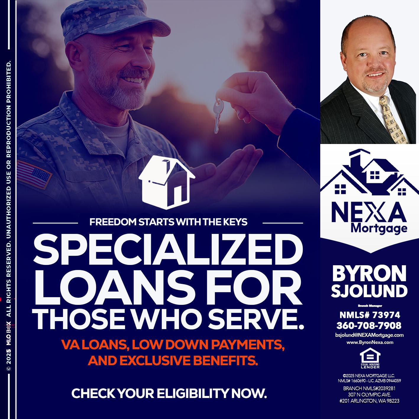 SPECIALIZED LOANS - Byron Sjolund -Branch Manager