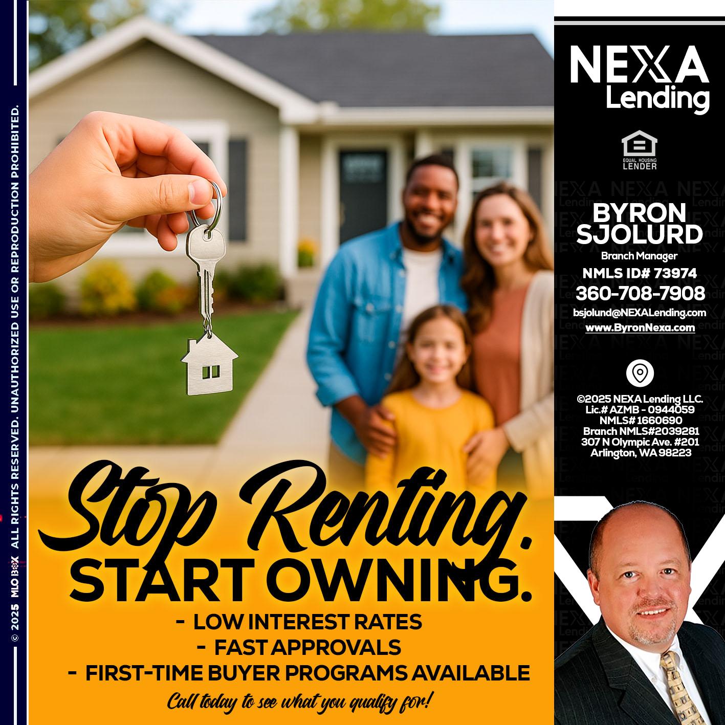 STOP RENTING - Byron Sjolund -Branch Manager