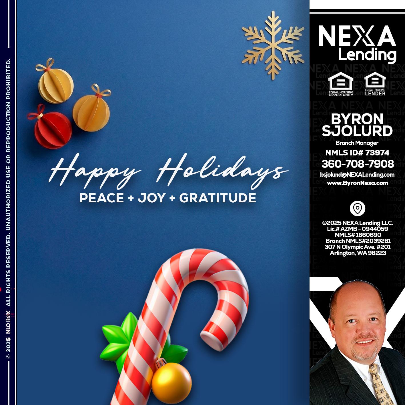 HAPPY HOLIDAYS - Byron Sjolund -Branch Manager