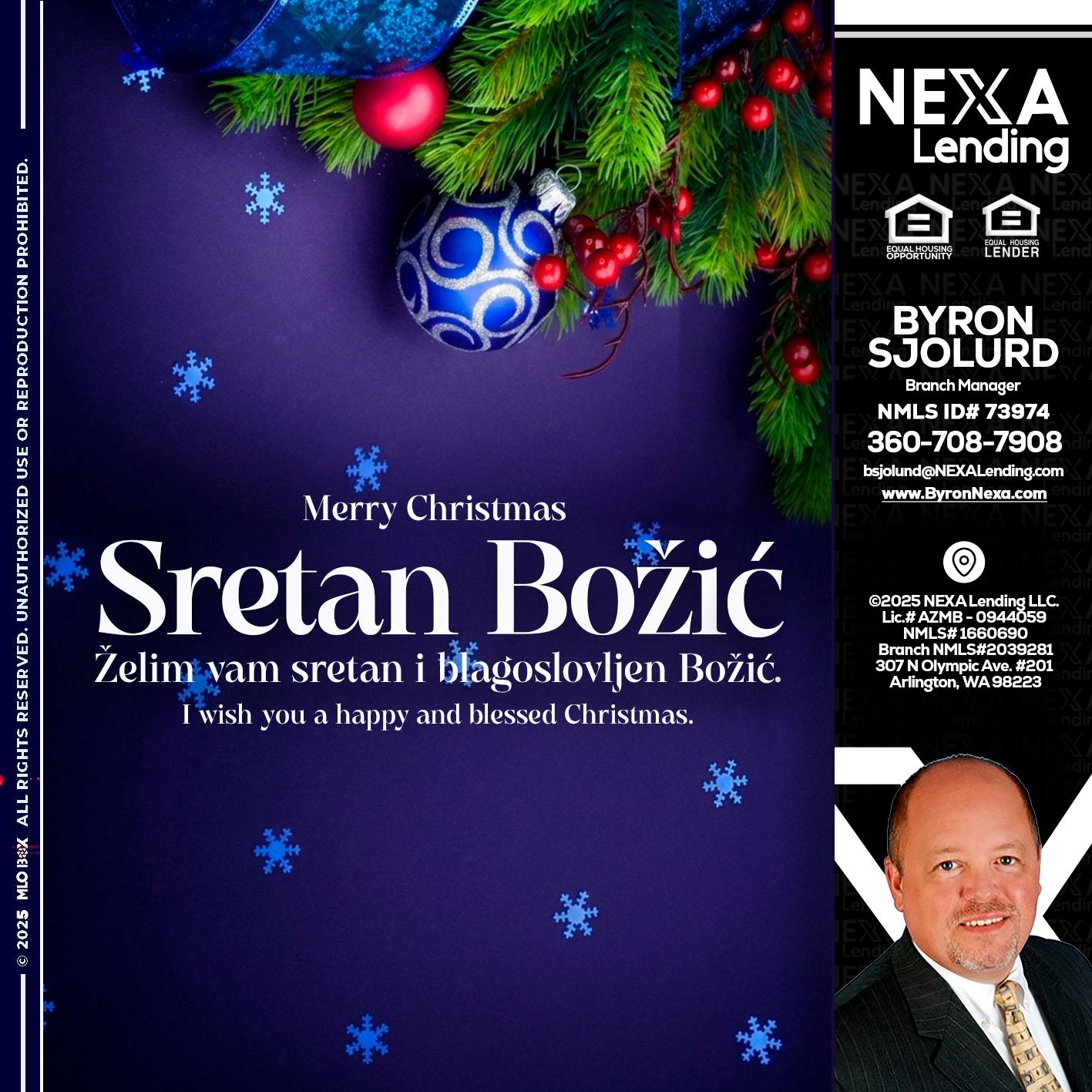 Sretan Božić - Byron Sjolund -Branch Manager