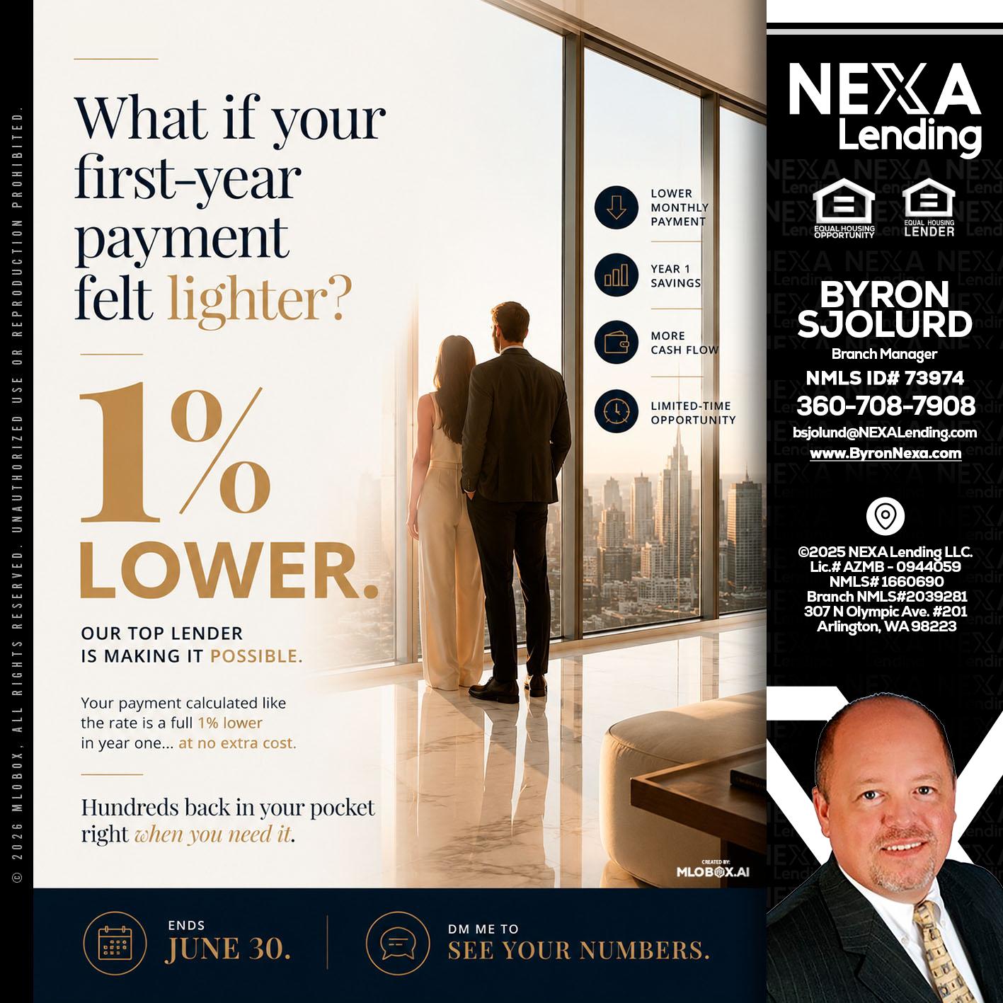 1% lower - Byron Sjolund -Branch Manager