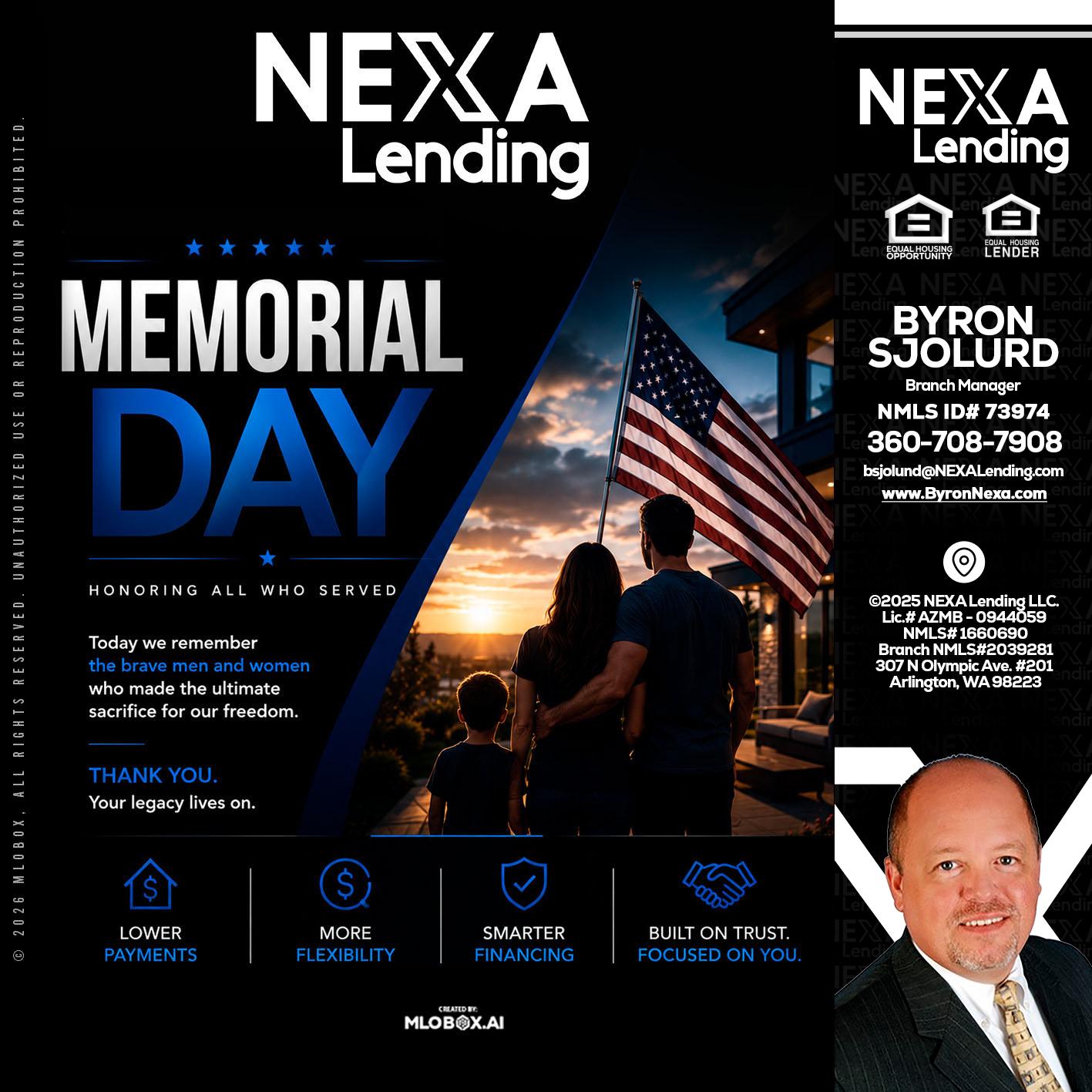 MEMORIAL DAY - Byron Sjolund -Branch Manager