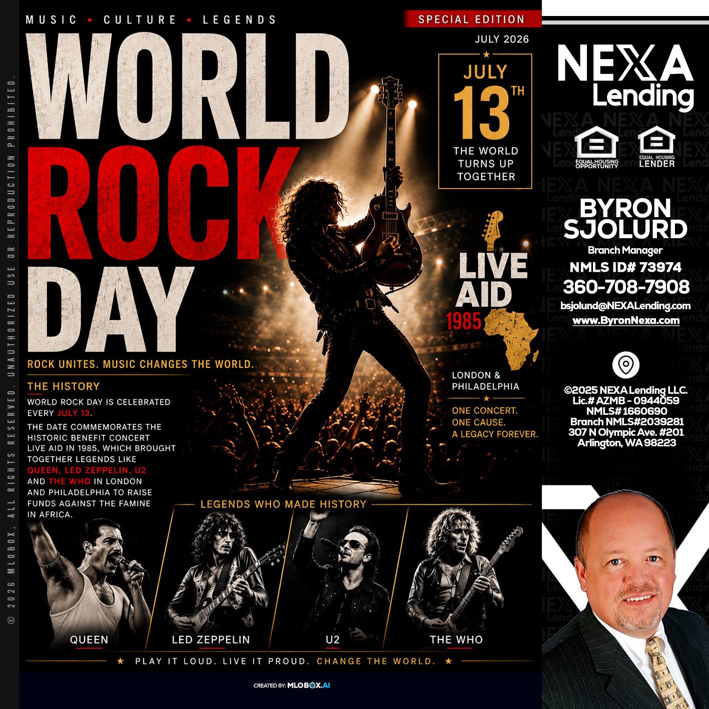 WORLD ROCK MUSIC DAY - Byron Sjolund -Branch Manager