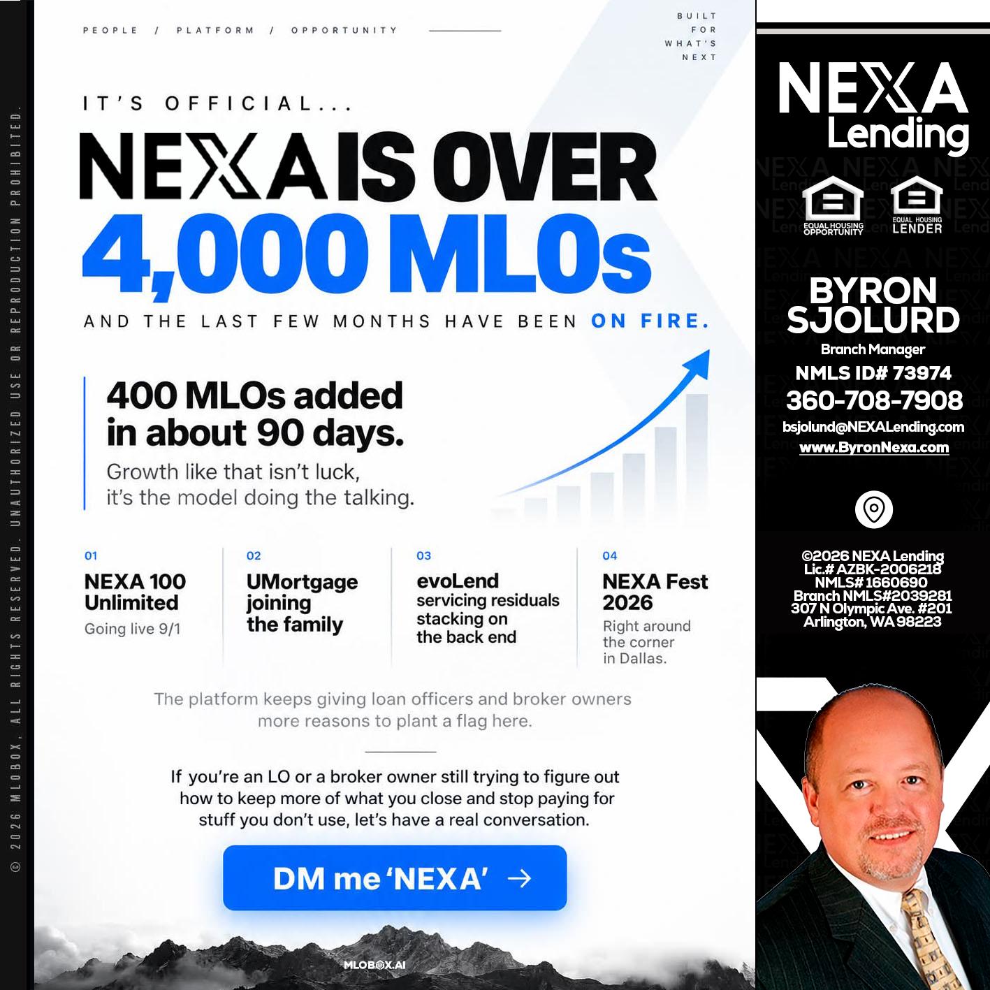 NEXA IS OVER 4000 MLOs - Byron Sjolund -Branch Manager
