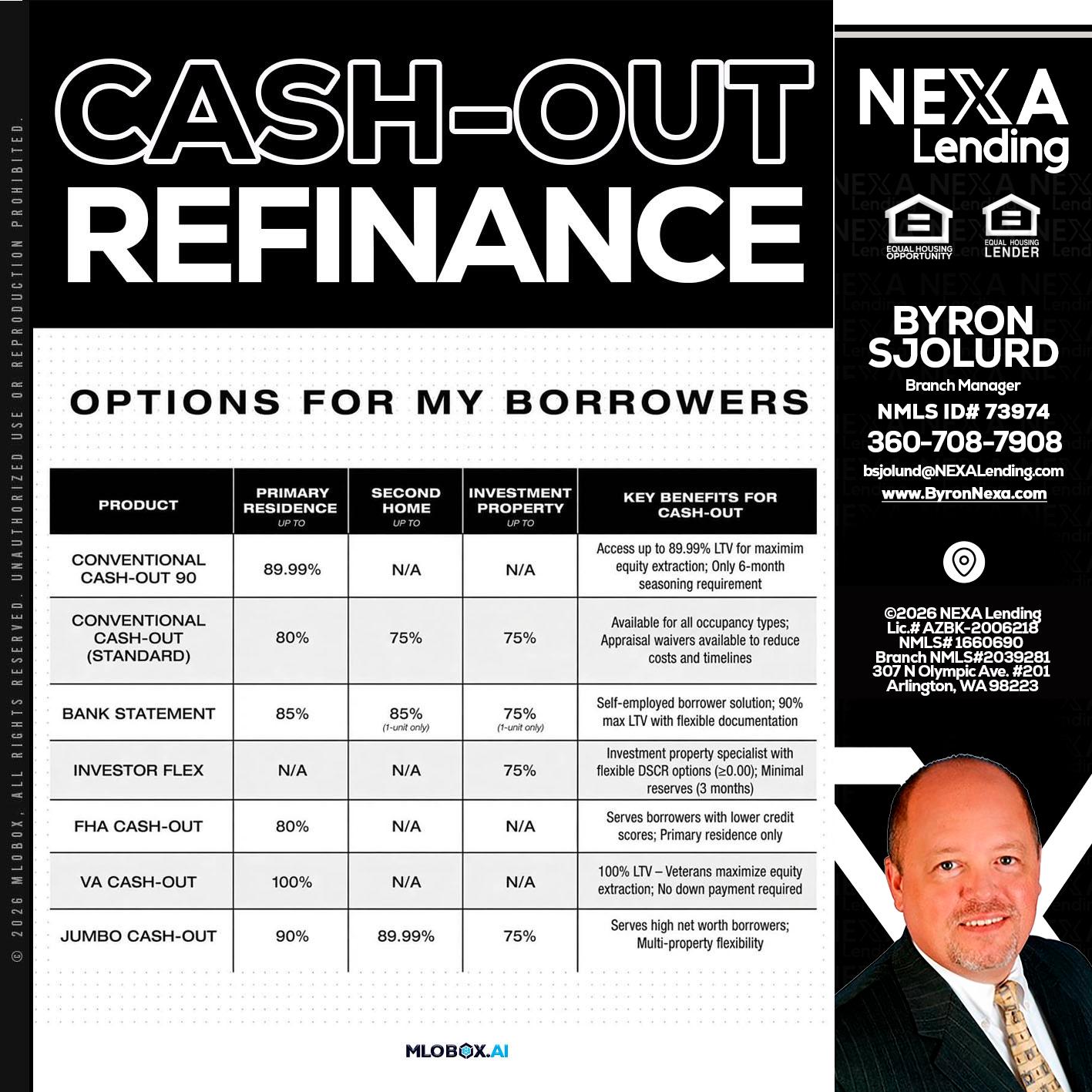 CASH OUT - Byron Sjolund -Branch Manager