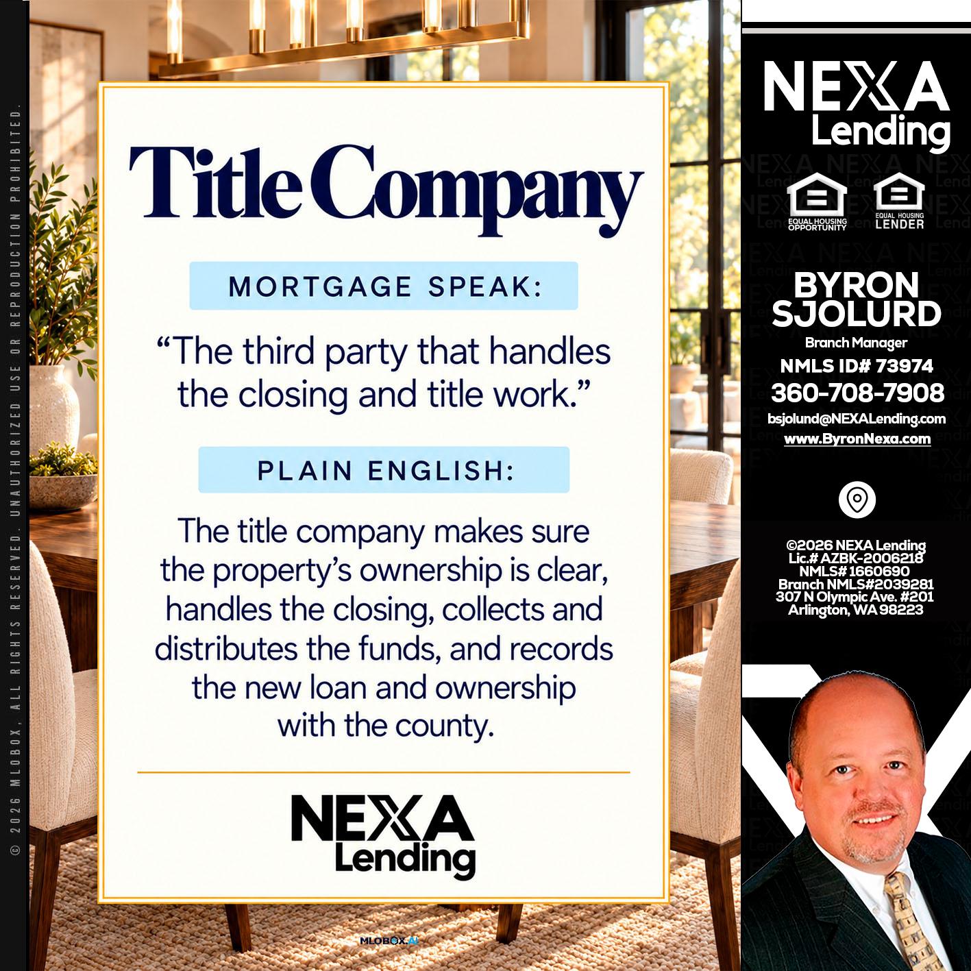 TITLE COMPANY - Byron Sjolund -Branch Manager